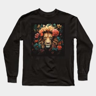 Floral Fantasy Lion Long Sleeve T-Shirt